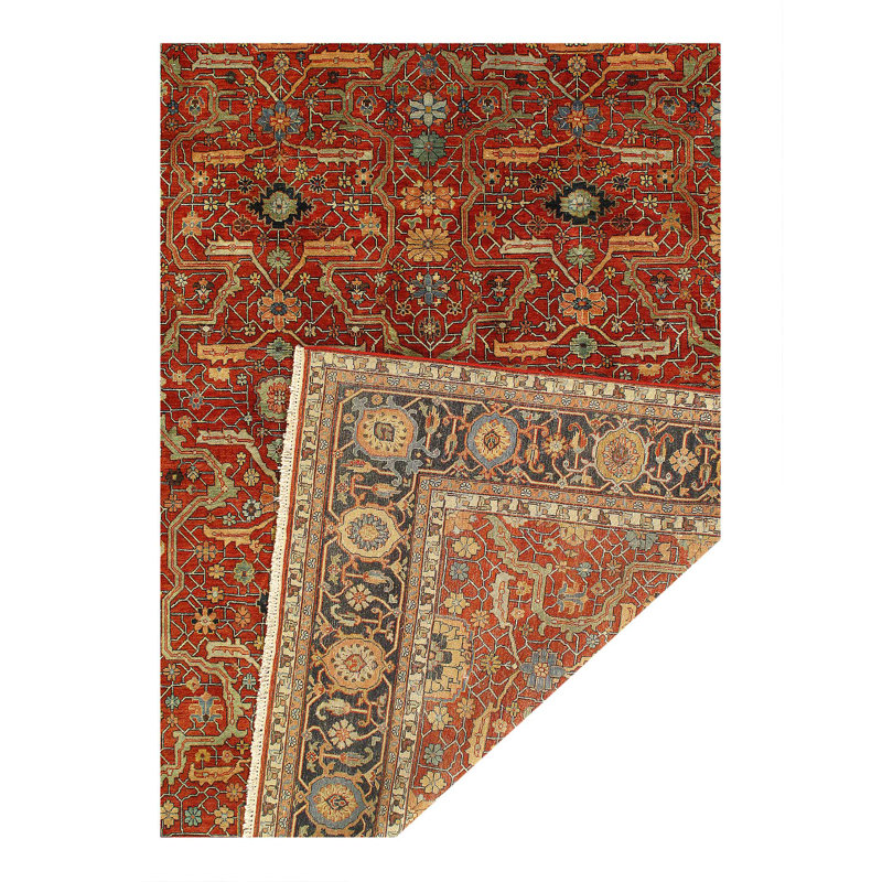 Tapis rouille fin noué à la main serapi 8 pi x 10 pi