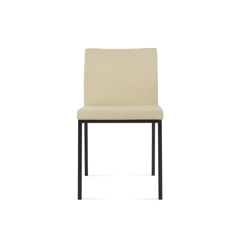 Chaise d'appoint en métal Aria, Noir, Beige bouclé