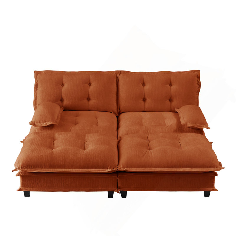 Canapé modulaire modulaire 77 po 77 po avec 2 repose-pieds, 2 sièges profonds en chenille avec coussin en treillis confortable, canapé-lit pour salon, chambre à coucher et appartement