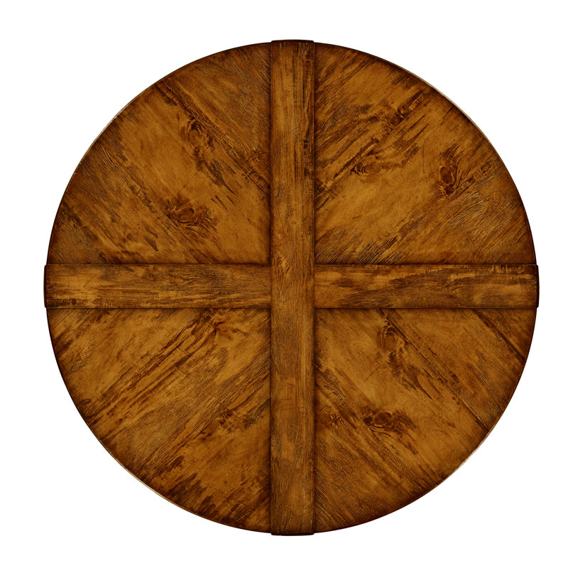 Casually Country Round Walnut Wood Dining Table, Country Farmhouse Walnut,  48" W x 48" L 