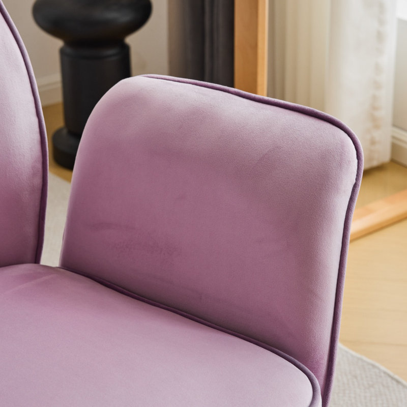 Chaise de bureau pivotante en velours 28,5 po, Mauve