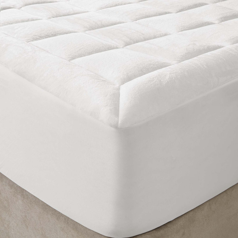 Surmatelas moelleux imperméable hypoallergénique en duvet synthétique, Très grand californien