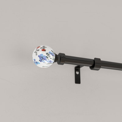 Kronet Adjustable Single Curtain Rod with Globe Ball Finial