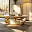 Table basse ovale contemporaine 51.18 po avec surface en pierre frittée et tiroir caché