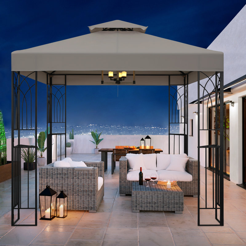 8 Ft. W x 8 Ft. D Steel Patio Gazebo, Beige