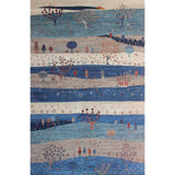 One-of-a-Kind High-Quality Hand-Knotted Blue/White Area Rug