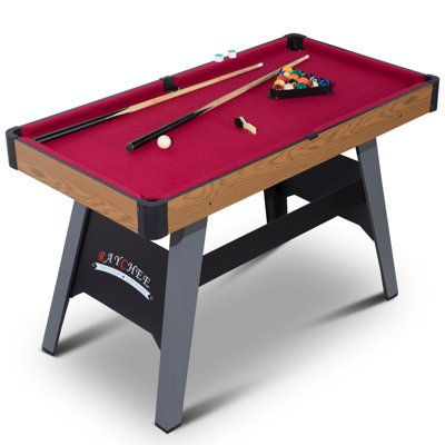 48" Portable Pool Table Billiard Table with 2 Cue Sticks, Balls, Triangle, Chalk, Brush