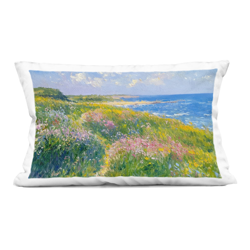 Coussin décoratif imprimé Impressionist Smudged Coast par Petal Prints Design