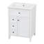 Meuble-lavabo blanc de 24 po avec lavabo, panneau de fibres à densité moyenne et fabrication en bois d'hévéa, 3 tiroirs et armoire avec tablettes réglables, conception moderne pour les petites et moyennes salles de bain-1500852859