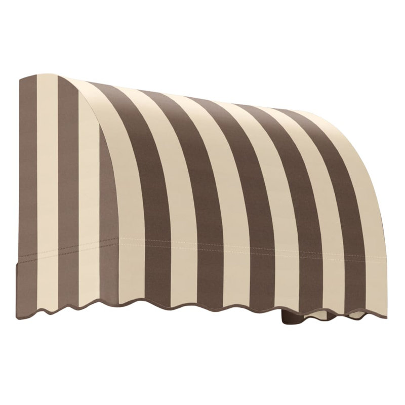 Auvent fixe en tissu acrylique Awann Savannah, H 44 po x l 52,5 po x P 36 po, Rayures brun / brun clair