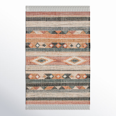 Friley Southwesten Flatweave Jute/Cotton Blue/Rust Area Rug