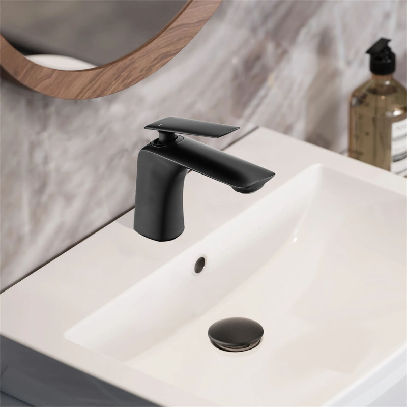 Robinet de salle de bain à un trou avec bonde escamotable et robinet à une poignée pour lavabo