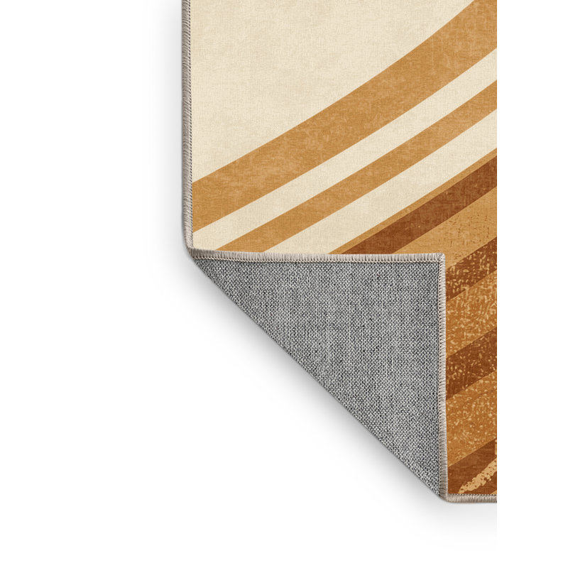 Machine Washable Pantelia Sidewinder Snake Modern Striped Rug in Beige – Beige Binding, 8x10
