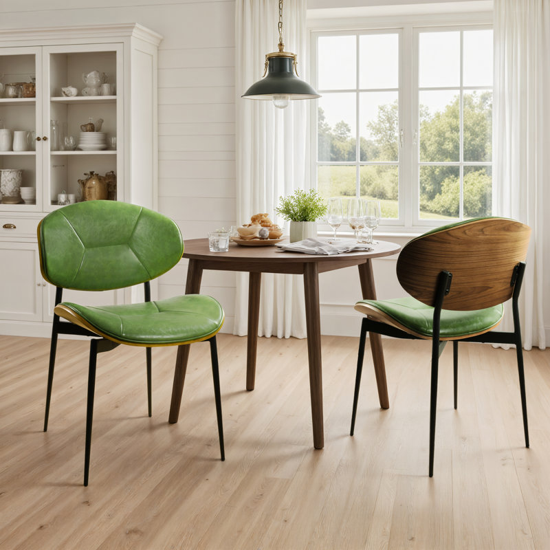 Boris Faux Leather Upholstered Side Dining Chair, Green