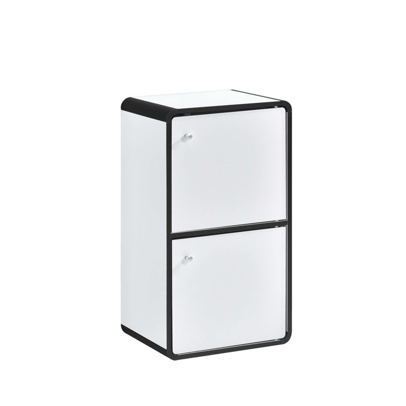 Jeremie Wood 2-Cubed Closed Bookcase - Storage Shelf Organizer Bookshelf - White, White