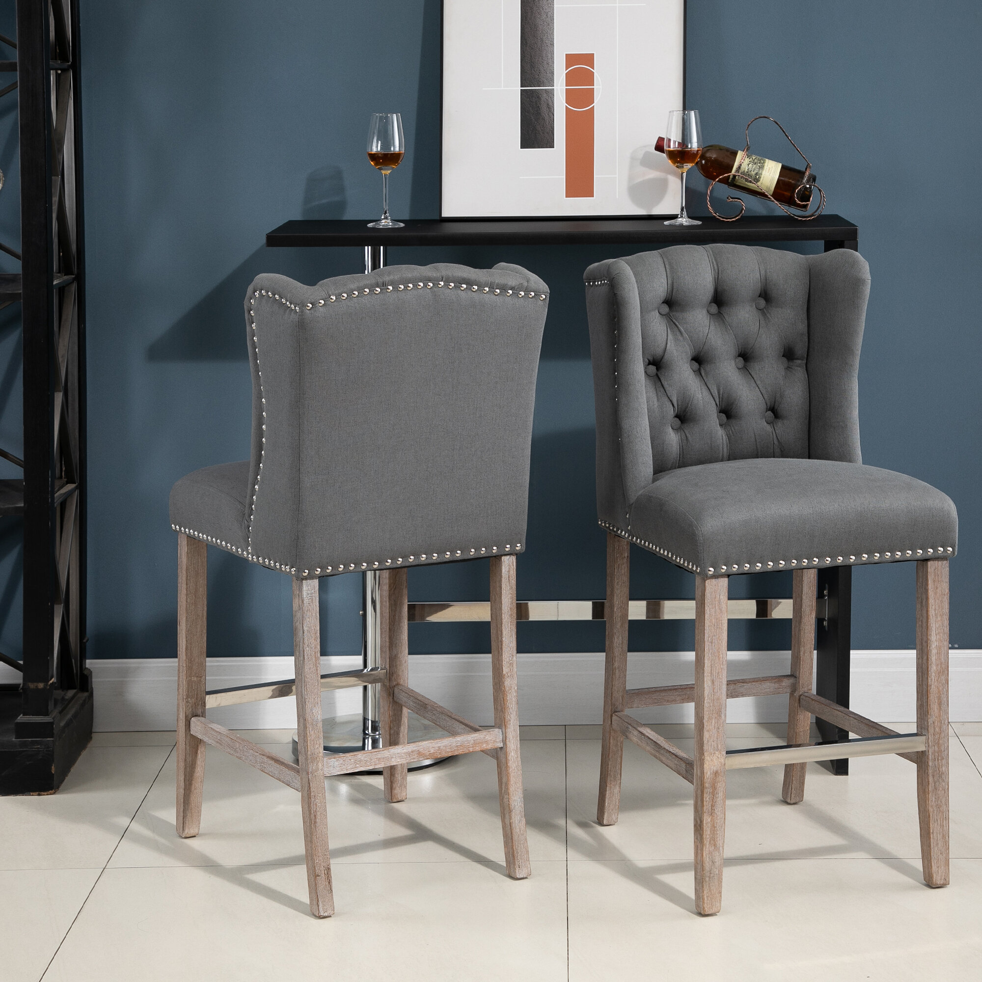 One Allium Way® Otteridge Upholstered Counter Height Bar Stools