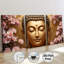 Bouddha et fleur de cerisier rose, impression sur toile 3 pièces pour décor de salon Calm Vibe-101118077
