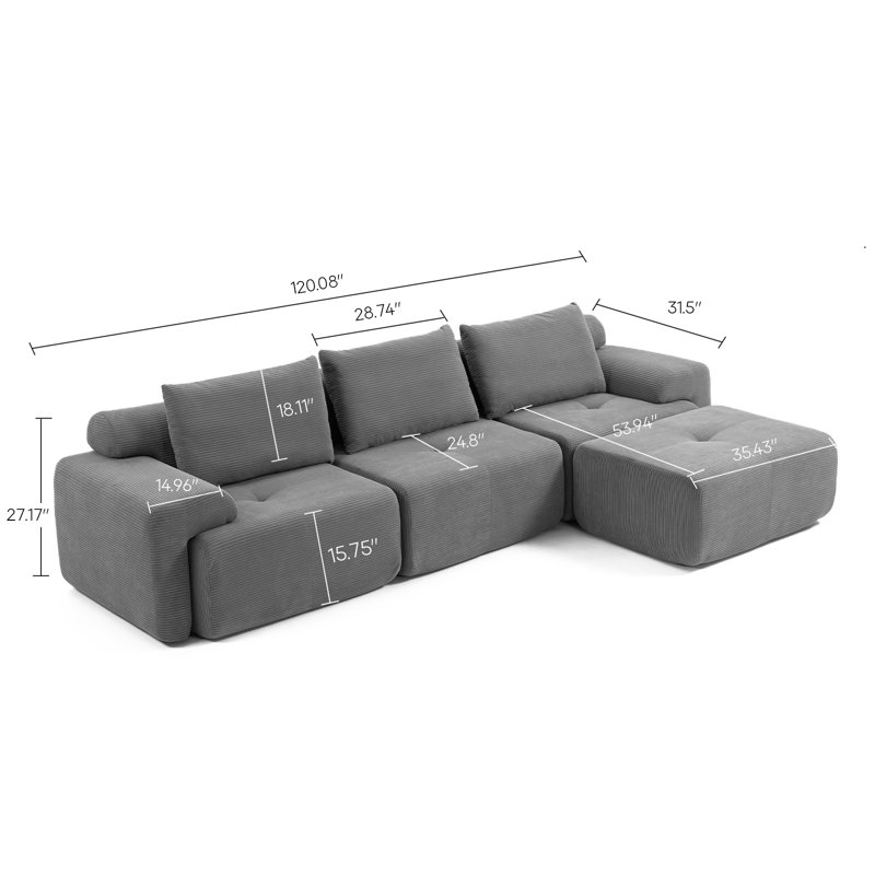 Canapé en velours Premium, Gris