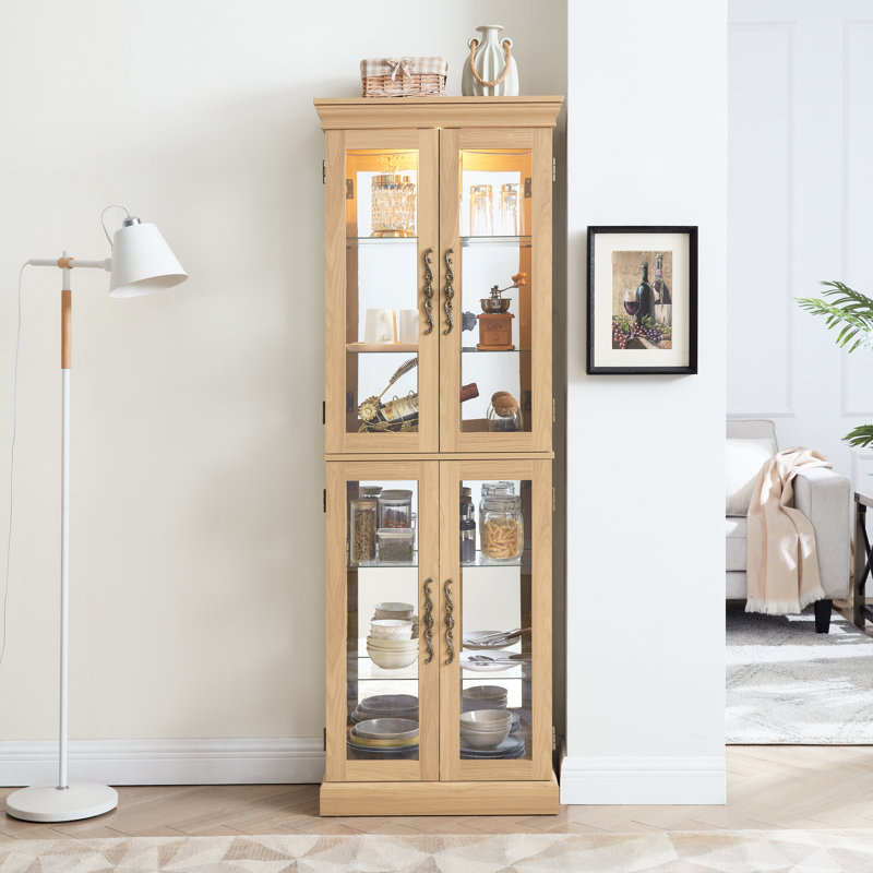 Exquisite Lighted Cabinet For Entryway - Oak Wine With Look, Light Oak