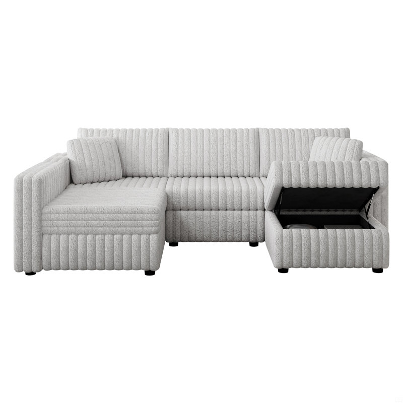 Canapé en U 106,3 po pour 4 personnes, Microfibre grise 