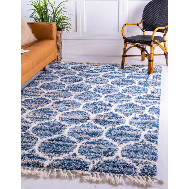 Burriss Geometric Shag Area Rug, Rectangle 122 x 183cm