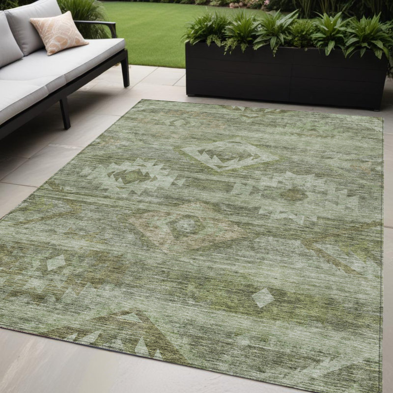 Tapis intérieur / extérieur lavable 5 pi x 8 pi vert olive et vert fougère