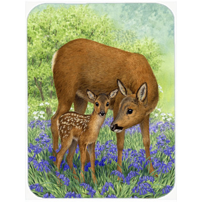 East Urban Home Deer and Fawn Glass Cutting Board