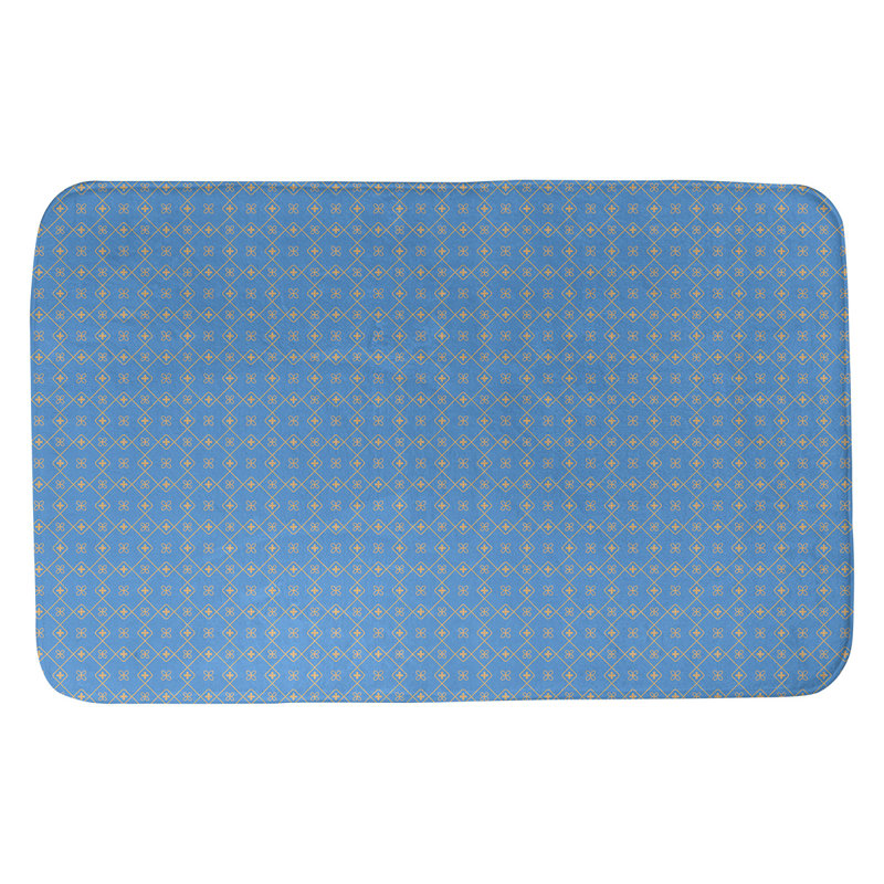 Tapis de bain antidérapant rectangulaire en forme de napperon de style Elizabeth bueschel, l 17 po x L 24 po, Bleu / Orange