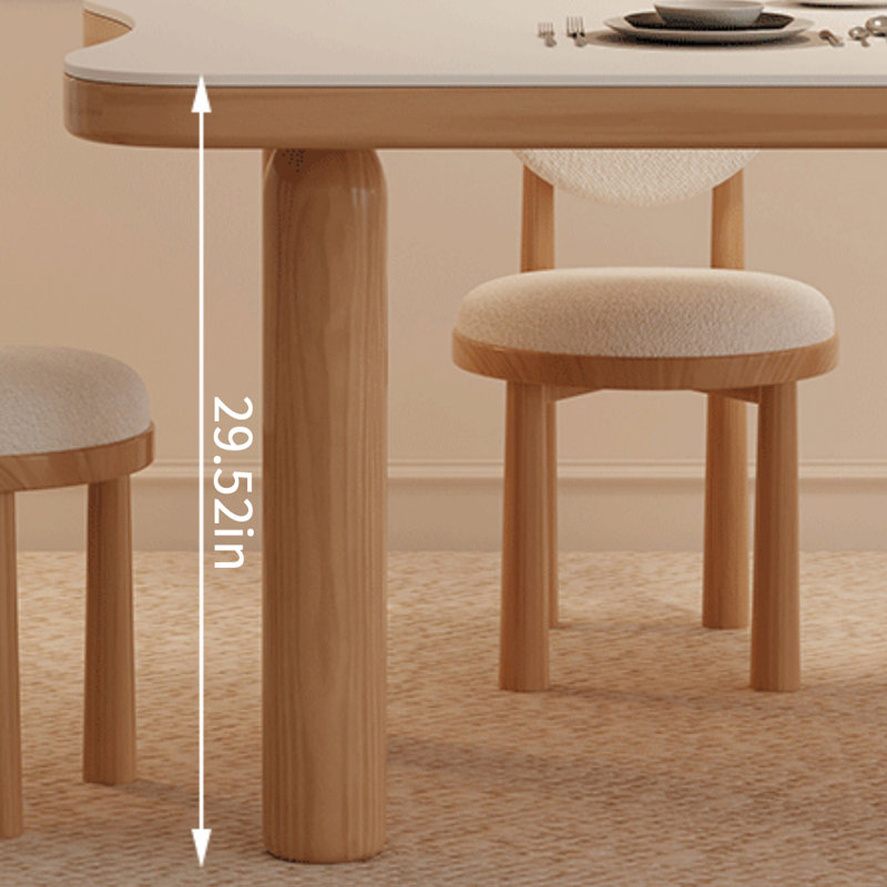 Creamy Style Simple Exquisite Rock Slab Table, Brown, 29.52"H x 86.61"L x 35.43"W