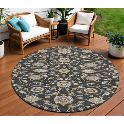 Tapis rond d'intérieur brun 8 po