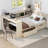 Wood Platform Bed With Storage Shelves, Drawers, Charging Station And Upholstered Headboard-1245799059-1245799058