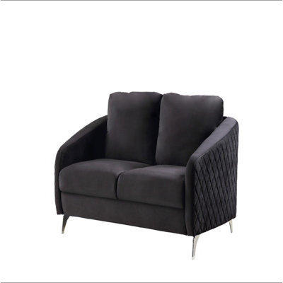 Causeuse moderne chic en velours noir Livia