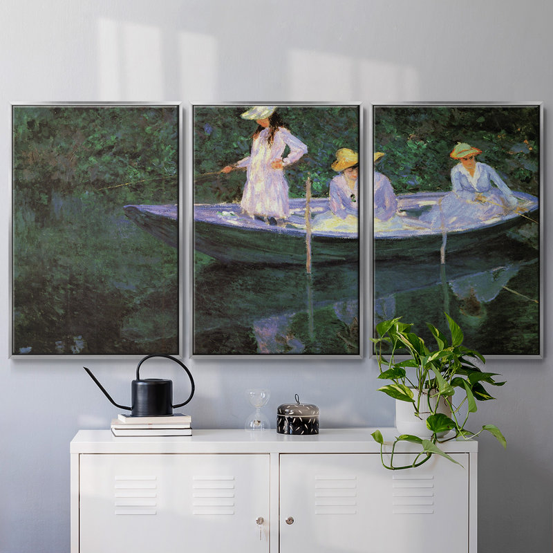 Monet, reproduction sur toile 3 pièces, Argent, H 40 po x l 78 po x P 2 po
