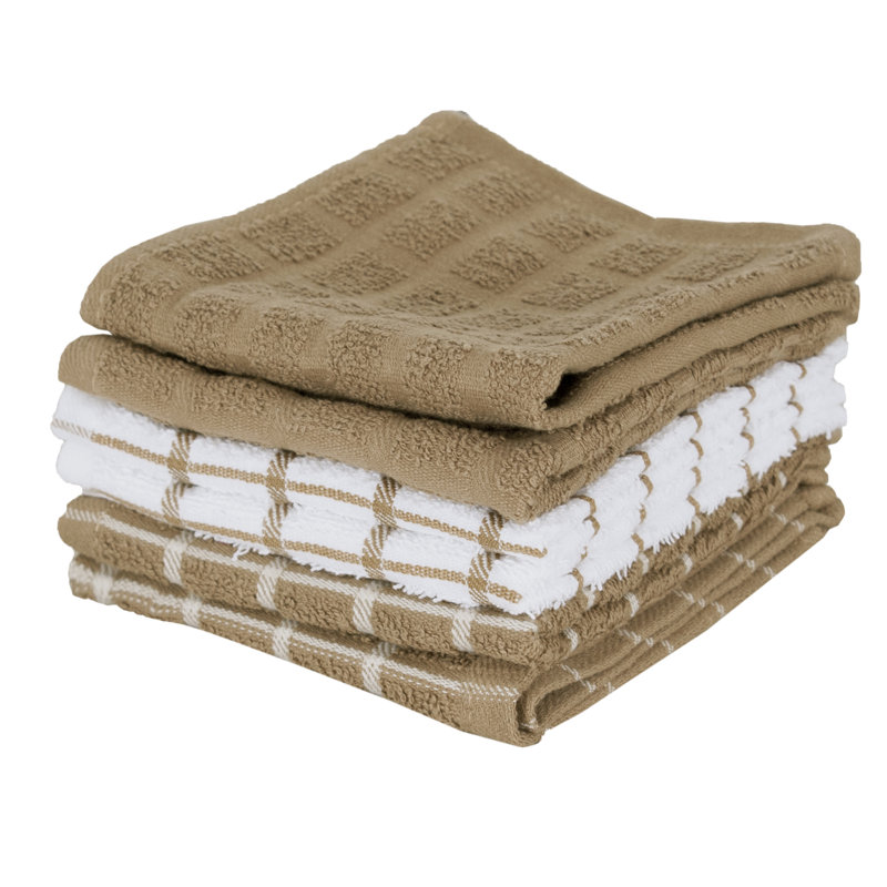 Cotton Plaid Dish Cloth Kitchen Towel, Mocha