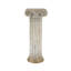 Piédestal antique blanc en oxyde de magnésium avec colonne nervurée et base dorée, H 30,9 po