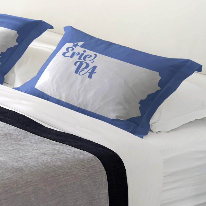 Erie Polyester Sham Set, Queen, Microfiber, Blue