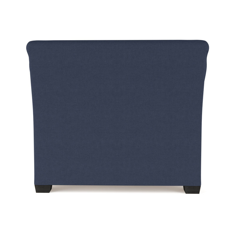 Transitional Armchair, 32" H x 43" W x 46" D, Box Weave Linen Blue Print, Ebony