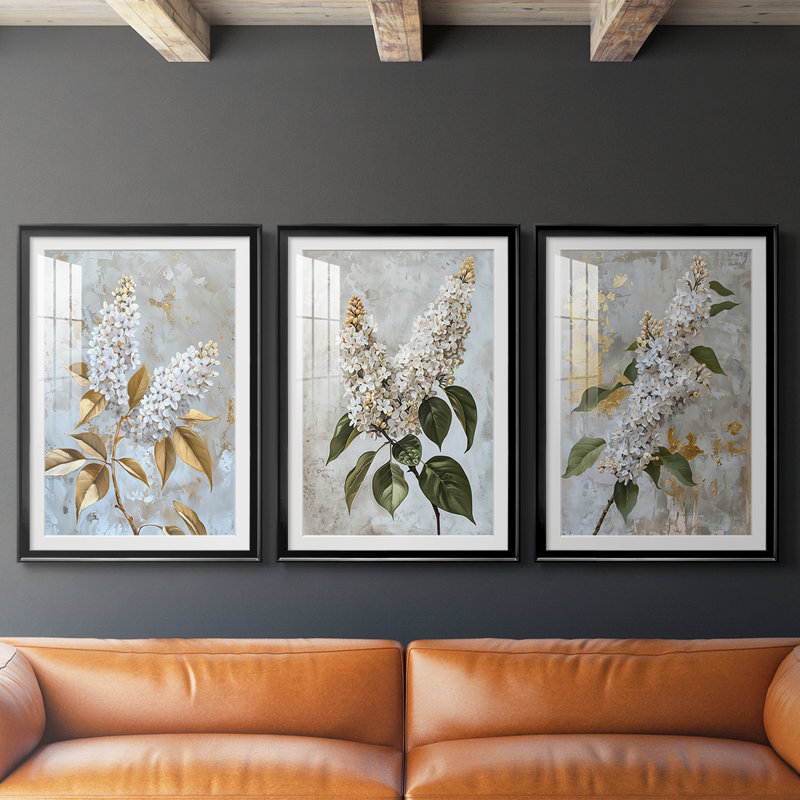 FLORAL Series CCXLV III - Impression personnalisée de qualité supérieure avec passe-partout - 3 pièces, H 15 po x l 19 po