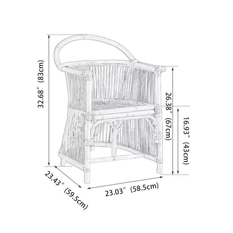 Fauteuil 32,6 po en rotin rétro