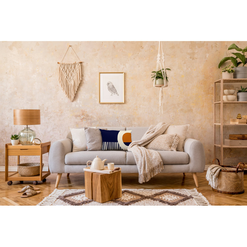 Polyester/Polyester Blend Lumbar Rectangular Indoor/Outdoor Pillow Cover & Insert, Orange / Navy Blue