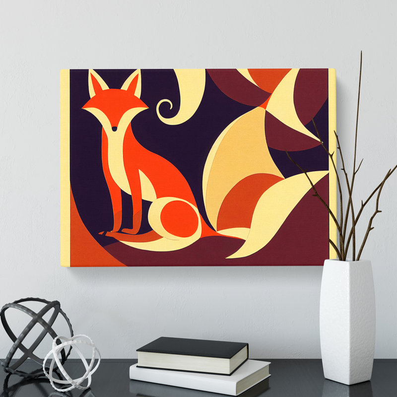 Fox Art Nouveau Abstract - Wrapped Canvas, 35cm H x 50cm W x 3cm D