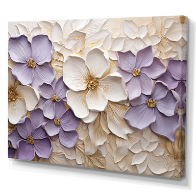 Purple And White Minimalism Violets - Violets Canvas Print Wall Art