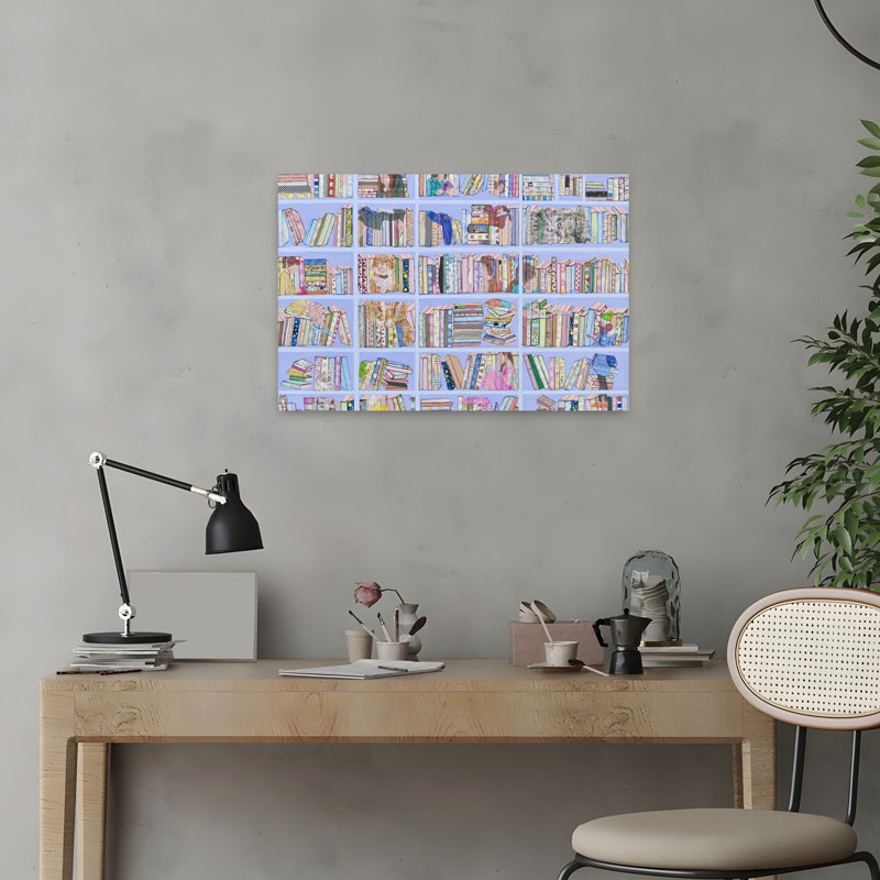 " Whimsical Book Shelf Colorful Vibrant Abstract Architecture Wall Art Print " by Jukyong Park, 16" H x 24" W