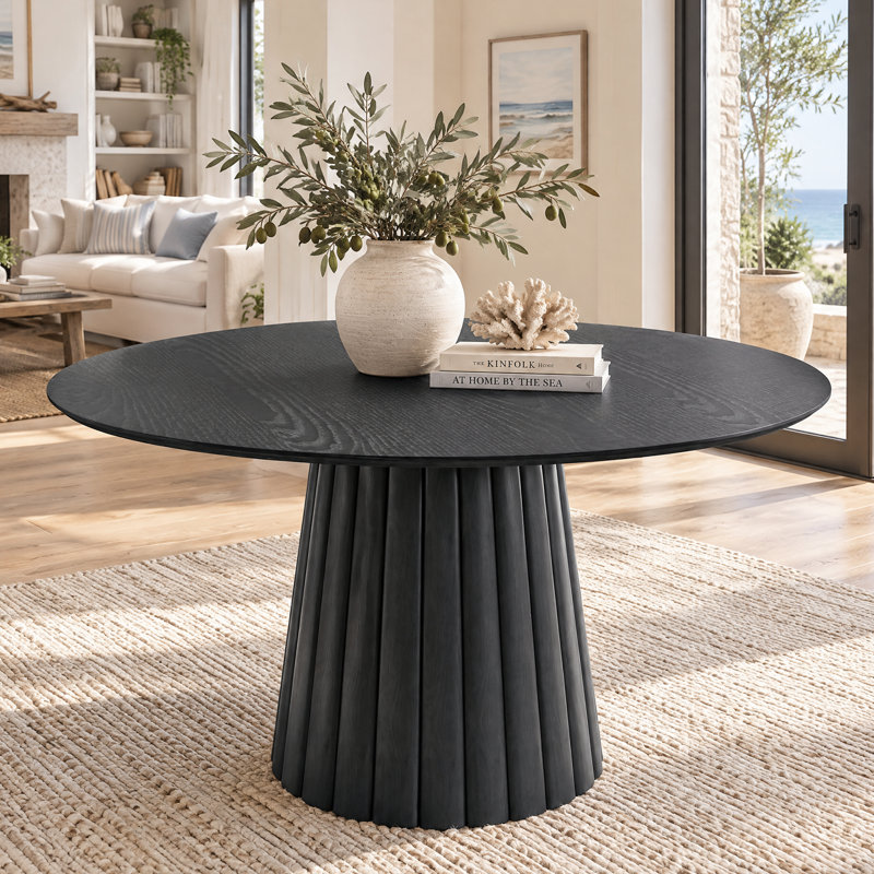 Table de salle à manger en bois massif, H 30 po x L 46 po x l 46 po, Black