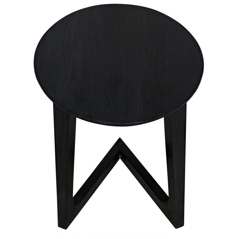 Cantilever Charcoal Black 17.5" Round Solid Wood End Table