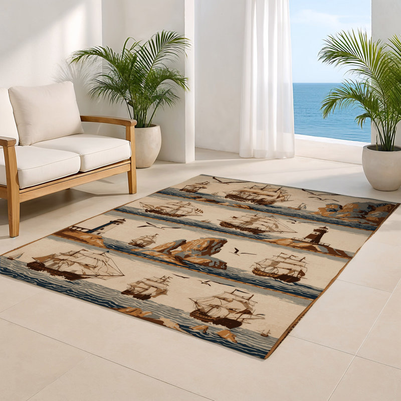 French Brown Indoor and Outdoor Area Rug, Rectangle 2' x 3'