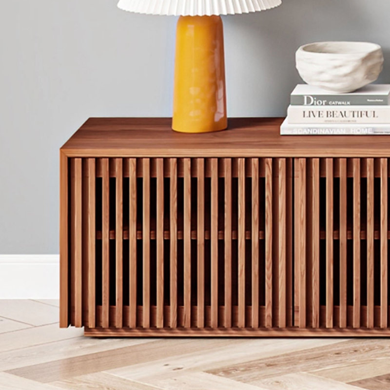 Meuble télé simple en bois ciré, 17.71"H x 62.99"L x 15.74"W