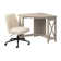 Egils 34W X 34D Small Corner Desk And Chair Set In Washed Grey, Farmhouse Workspace Solution For Home Office