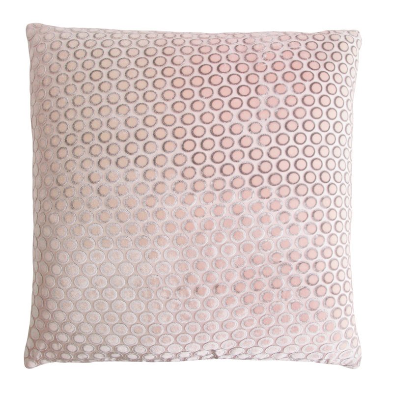 Dots Square Velvet Pillow Cover & Insert, Blush, 18"H x 18"W