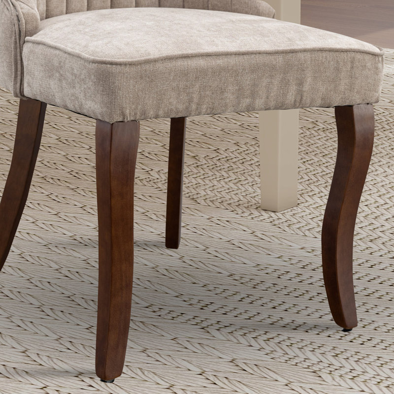 Upholstered Channel Tufting Dining Chairs (Set Of 2), Beige